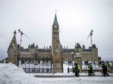 Police from all across Canada were still in the area, along with city workers getting the area around Parliament Hill back to normal, Sunday, February 20, 2022.