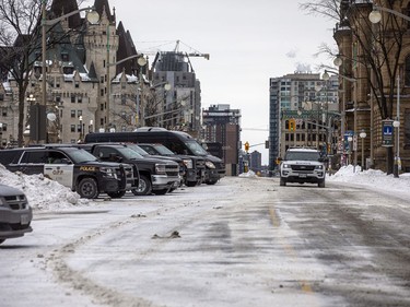 Police from all across Canada were still in the area, along with city workers getting the area around Parliament Hill back to normal, Sunday, February 20, 2022.