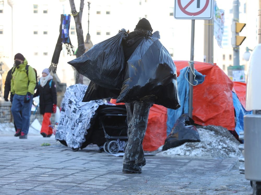 February 14, 2022 - 'Freedom Convoy' on Wellington Street in Ottawa, Feb. 14, 2022.