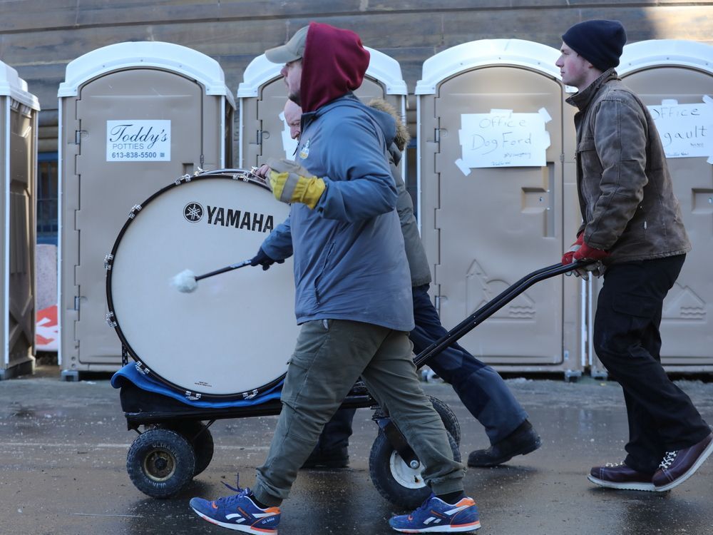February 14, 2022 - 'Freedom Convoy' on Wellington Street in Ottawa, Feb. 14, 2022.