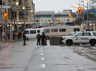 OPP (police) on site of the 'Freedom Convoy' on Wellington street in Ottawa, February 17, 2022.