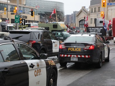 OPP (police) on site of the 'Freedom Convoy'  on Wellington street in Ottawa, February 17, 2022.