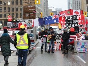 'Freedom Convoy' on Wellington street in Ottawa, Feb. 17, 2022.