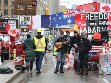 'Freedom Convoy' on Wellington street in Ottawa, Feb. 17, 2022.