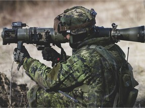 A Canadian soldier prepares to fire the Carl Gustaf anti-tank weapon system in this file photo.