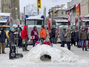 Anti-vaccine mandate protests continue in downtown Ottawa on Friday, Feb. 4, 2022.