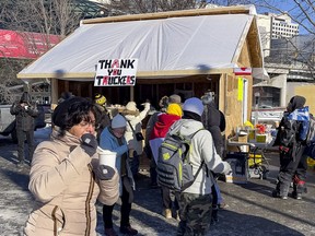 OTTAWA -- Anti vaccine mandate protests continuing in downtown Ottawa on Saturday, Feb. 5, 2022.
