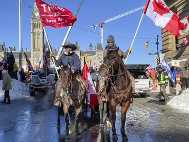 OTTAWA -- Anti vaccine mandate protests continuing in downtown Ottawa on Saturday, Feb. 5, 2022.