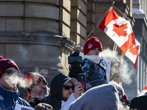OTTAWA -- Anti vaccine mandate protests continuing in downtown Ottawa on Saturday, Feb. 5, 2022.