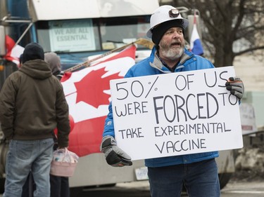 Anti-vaccine mandate protests continue in downtown Ottawa on Friday, Feb. 11, 2022.
