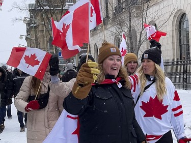 Anti-vaccine mandate protests continue in downtown Ottawa on Saturday, Feb. 12, 2022.