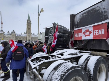 Anti-vaccine mandate protests continue in downtown Ottawa on Saturday, Feb. 12, 2022