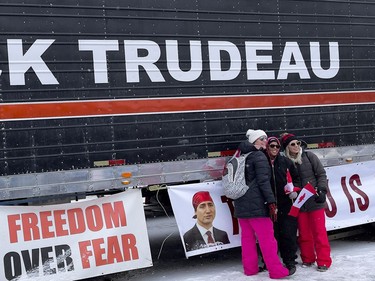 Anti-vaccine mandate protests continue in downtown Ottawa on Saturday, Feb. 12, 2022.