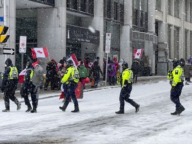 Anti-vaccine mandate protests continue in downtown Ottawa on Saturday, Feb. 12, 2022