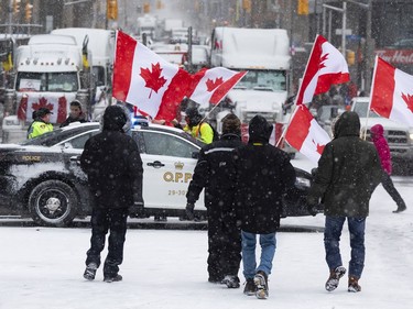 Anti-vaccine mandate protests continue in downtown Ottawa on Saturday, Feb. 12, 2022