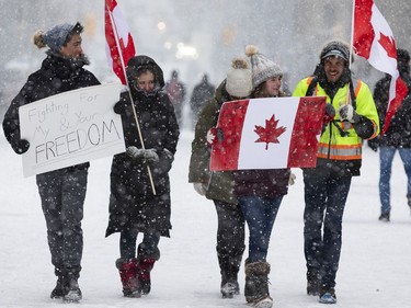 Anti-vaccine mandate protests continue in downtown Ottawa on Saturday, Feb. 12, 2022