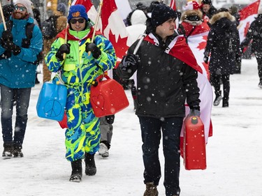 Anti-vaccine mandate protests continue in downtown Ottawa on Saturday, Feb. 12, 2022.