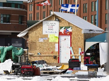 OTTAWA -- What remains at the Coventry Road compound set up by anti mandate protesters that occupied the nation's capital for over three weeks. Monday, Feb. 21, 2022