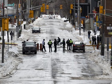 OTTAWA -- A police checkpoint on Metcalfe Street following the dispersal of anti mandate protesters that occupied the nation's capital for over three weeks. Monday, Feb. 21, 2022