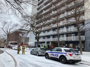 Ottawa fiure responds to blaze at highrise on 
MacLaren Street