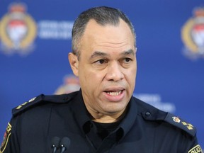 Ottawa Police Chief Peter Sloly during a press conference in Ottawa Friday.