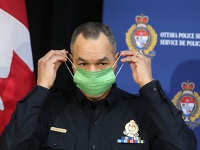 Ottawa Police Chief Peter Sloly is seen during a Feb. 4 press conference. Who will accomplish what he didn't — get the protesters out?