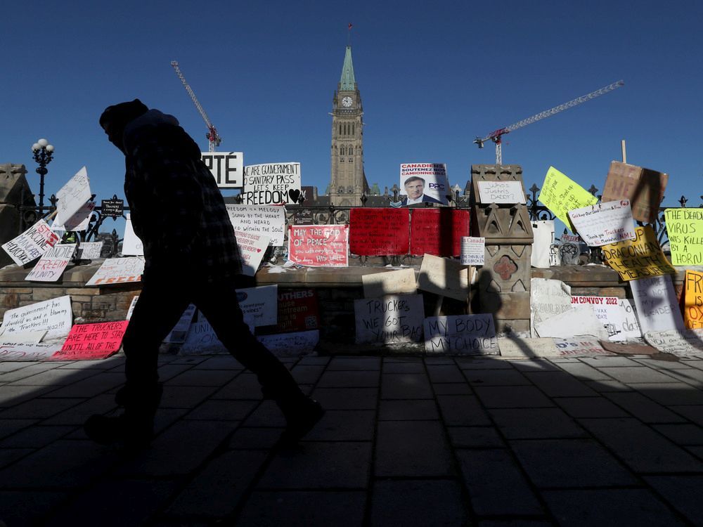 Truckers occupation and protesting continues its 18th day in downtown Ottawa, Monday afternoon.