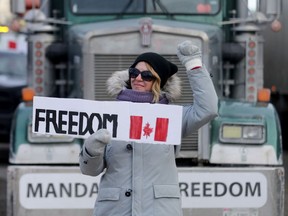 Anti-vaccine-mandate protesters and truckers are demonstrating on Wellington Street in Ottawa.