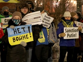 A stand with Ukraine rally was held in front of the Embassy of Ukraine in Ottawa Wednesday night.