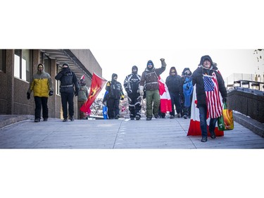 OTTAWA -- Thousands gathered in the downtown core for a protest in connection with the Freedom Convoy that made their way from various locations across Canada and landed in Ottawa, Saturday, Feb. 5, 2022.