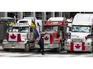 Anti-vaccine mandate protests continuing in downtown Ottawa on Wednesday, Feb. 16, 2022.