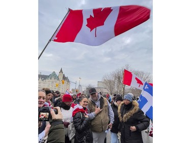 Anti-vaccine mandate protest leader Pat King among the crowd in downtown Ottawa on Wednesday, Feb. 16, 2022.