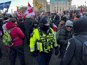 Anti-vaccine mandate protests continuing in downtown Ottawa on Saturday, Feb. 5, 2022.