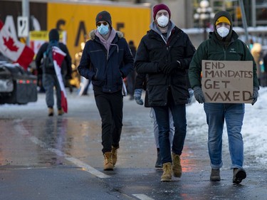 OTTAWA -- Anti vaccine mandate protests continuing in downtown Ottawa on Saturday, Feb. 5, 2022.