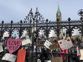 Protesters filled Wellington Street in front of Parliament Hill for a fifth day Tuesday.