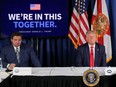 Files: U.S. President Donald Trump participates in a "COVID-19 Response and Storm Preparedness" event with Florida Governor Ron DeSantis at the Pelican Golf Club in Belleair, Florida, U.S., July 31, 2020.