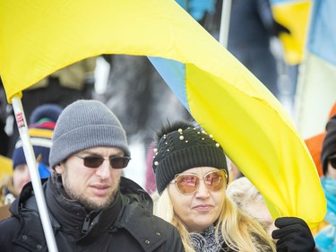 Ukrainian supporters gathered at Ottawa City Hall, Sunday, March 13, 2022, for a rally against the war in the Ukraine.