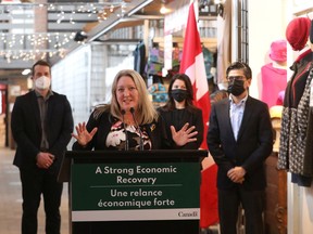 Mona Fortier, president of the Treasury Board and MP for Ottawa-Vanier, provides an update on the Downtown Ottawa Business Relief Fund, which will provide up to $30 million to businesses hurt by the 'Freedom Convoy' protest.