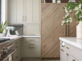 Floor-to-ceiling cabinetry and appliance garages offer creative storage options. Project by Sarah Robertson.