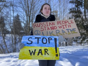 Maria Kartasheva, a Russian who lives in Ottawa, is one of many Russians supporting Ukrainian protests.