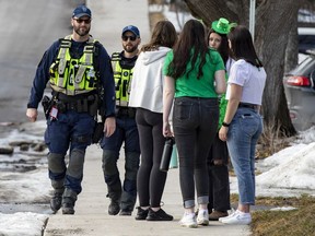 The Ottawa Police Service increased their presence in the Sandy Hill neighbourhood for St. Patrick's Day festivities. Thursday, Mar. 17, 2022.