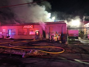 Ottawa Fire on scene of a two-alarm fire on Clyde Ave.  on March 20, 2022. Fire is in a 40' x 80' one-storey commercial building