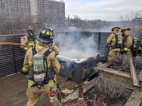Ottawa firefighters extinguished a fire that started in hot tub on rooftop of a three-storey condo on Douglas Avenue.