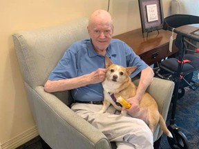 Bill and Winston are best buddies at Symphony Kanata, a pet-friendly retirement community.  SUPPLIED PHOTOS