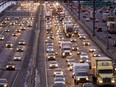 Traffic backs up along Highway 401 in Toronto in an undated photo.