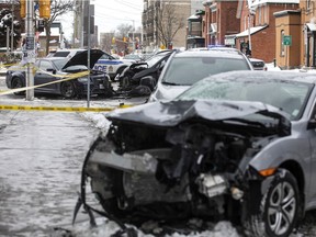 Ottawa police were at the corner of Bank Street and Gladstone investigating a multi-vehicle crash on Sunday, March 13, 2022.