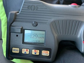 A driver was stopped going 129km in a 60km/h zone on Heron Road during rush hour Tuesday morning.