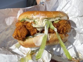 Extra hot chicken sandwiches from Hollies Hot Chicken for those who dare.