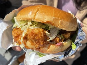 Honey hot chicken sandwich from Holly's Hot Chicken.