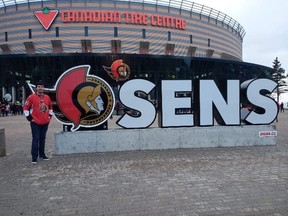 Mitchell Toulouse, a Sudbury native who became a Sens fan during their 2007 cup run, at the Sens game this past Saturday.